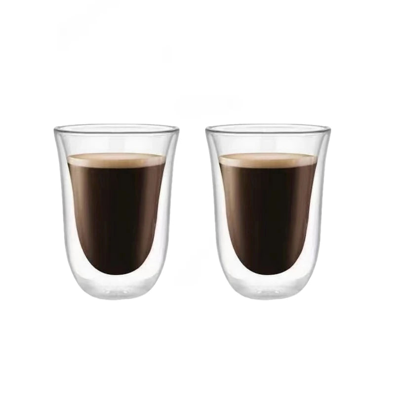 Lot 2 tasses verre double paroi isolant café