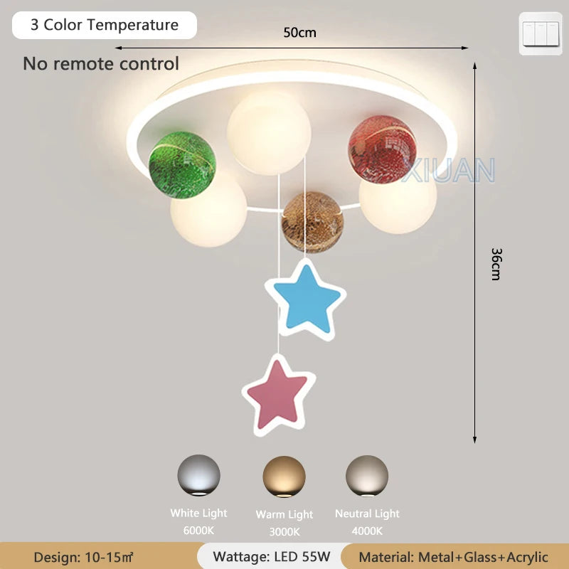lustre en verre avec boule à bulles en forme d'étoile - vue 7 sur 7