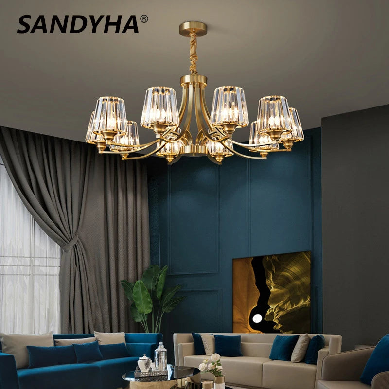 SANDYHA moderne cristal cuivre lustres nordique luxe Design intérieur décor à la maison lampe à LED pour salon salle à manger chambre