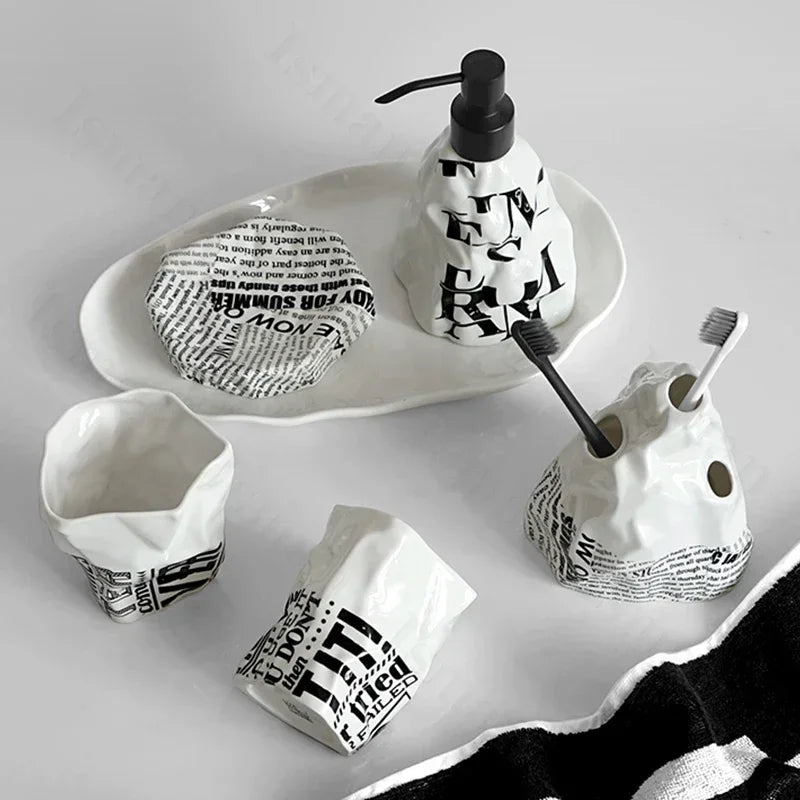 accessoires en céramique d'art origami pour salle de bain haut de gamme - vue 5 sur 15