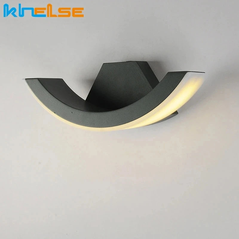 12W/18W Outdoor Garden LED Wall Lamp Balcony Aisle Engineering Villa Wall Light Porch Corridor Waterproof Arc Style Sconce Light - vue 2 sur 8