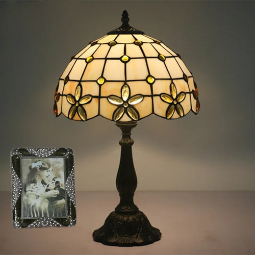 lampe de chevet en verre teinté style méditerranéen décoratif - vue 2 sur 6
