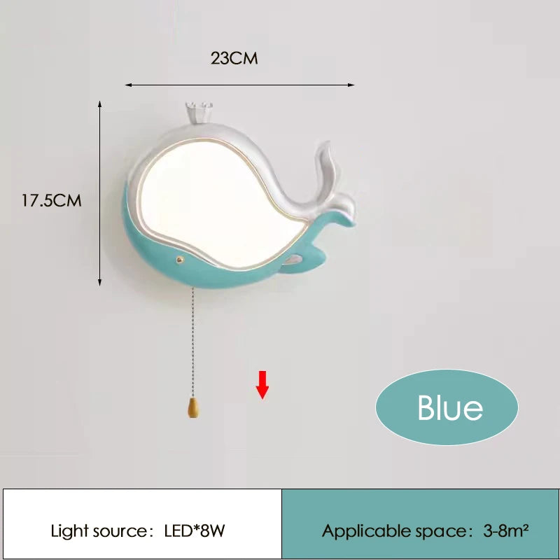 applique murale baleine mignonne pour chambre d enfant - vue 8 sur 9