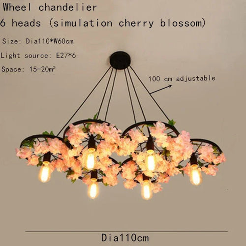 lustre à roues en fleurs de cerisier à têtes multiples pour espaces commerciaux - vue 13 sur 12