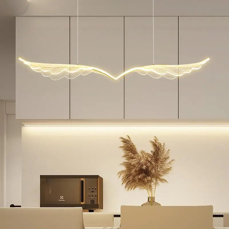 lustre nordique moderne créatif ailes d'ange en or led - vue 3 sur 6