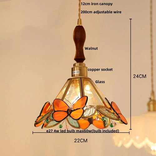 suspension en verre coloré avec fil de bois réglable moderne - vue 23 sur 25