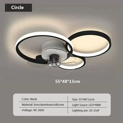 plafonnier led avec ventilateur et télécommande design moderne - vue 9 sur 10