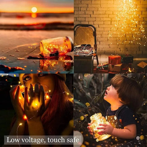 guirlande lumineuse led avec fil de cuivre pour décoration festive et chaleureuse - vue 6 sur 14