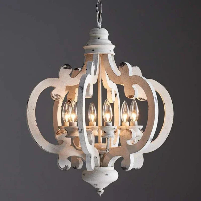 lustre en bois massif style rétro pour une ambiance nostalgique - vue 3 sur 7