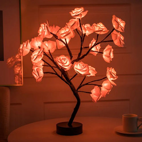 LED Rose Fleur Lampe de Table USB Arbre De Noël Fée Lumières Veilleuses Maison Fête De Mariage Chambre Décoration Cadeau de Fête des Mères - vue 9 sur 8