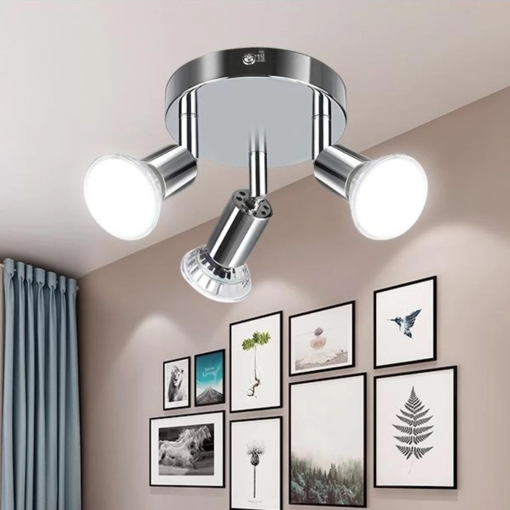 Plafonnier triple spot chrome noir brillant gu10 - vue 6 sur 8