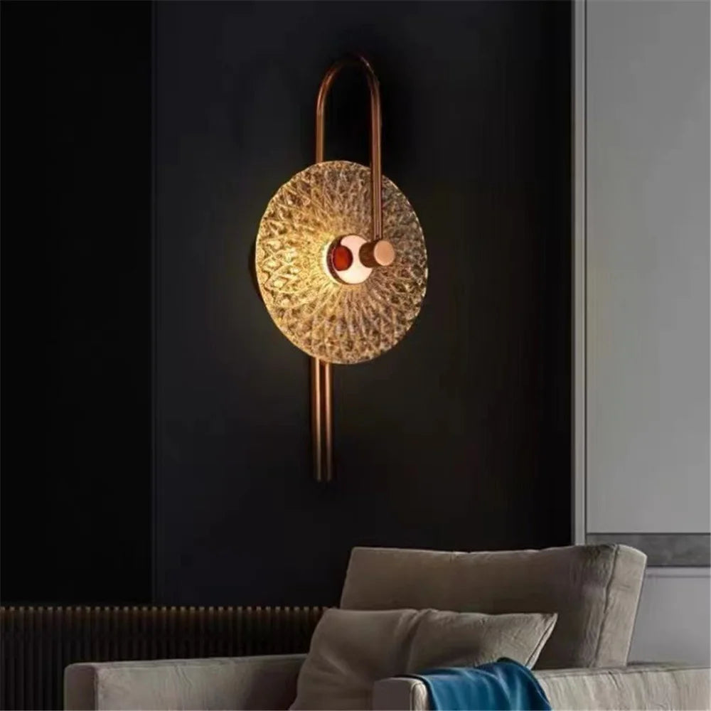 applique murale led ronde en verre de luxe pour éclairage artistique - vue 6 sur 7