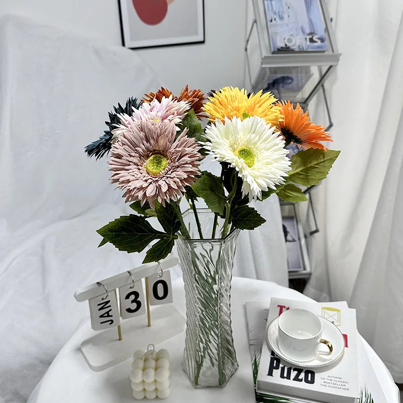 gerbera simple avec feuilles pour décoration de mariage et fête - vue 3 sur 15