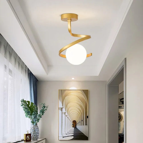 Plafonnier en verre moderne minimaliste noir or 1/2 têtes éclairage intérieur pour couloir allée balcon entrée vestiaire luminaires - vue 4 sur 14