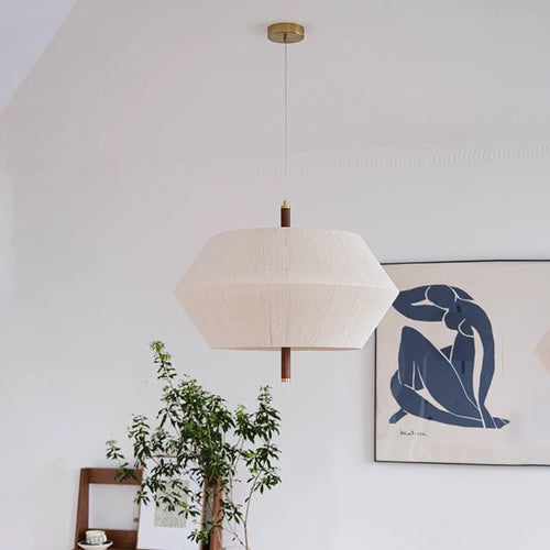 suspension nordique rétro en corde de chanvre et rotin à led - vue 5 sur 9