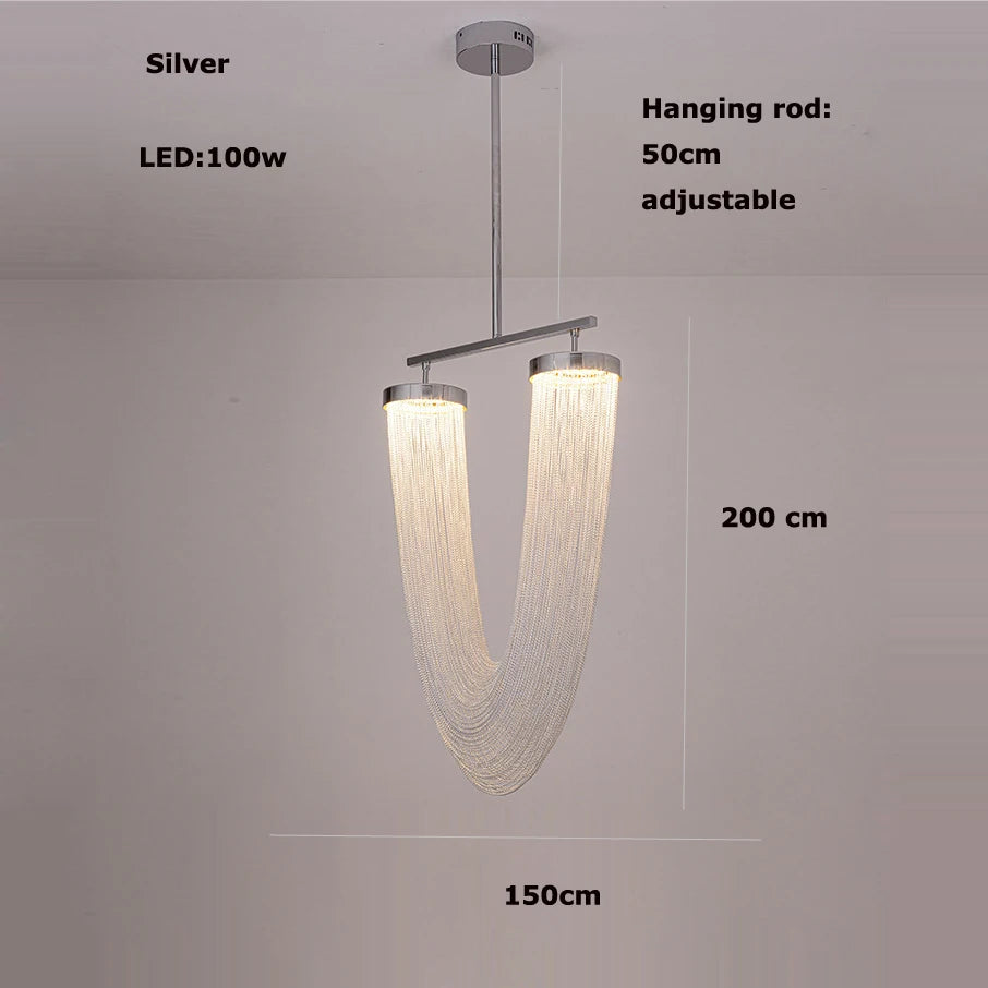 lustre art déco led dimmable en aluminium doré design moderne élégance - vue 16 sur 21