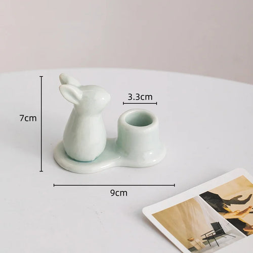 bougeoirs en céramique lapin décoratifs pour la maison - vue 12 sur 11