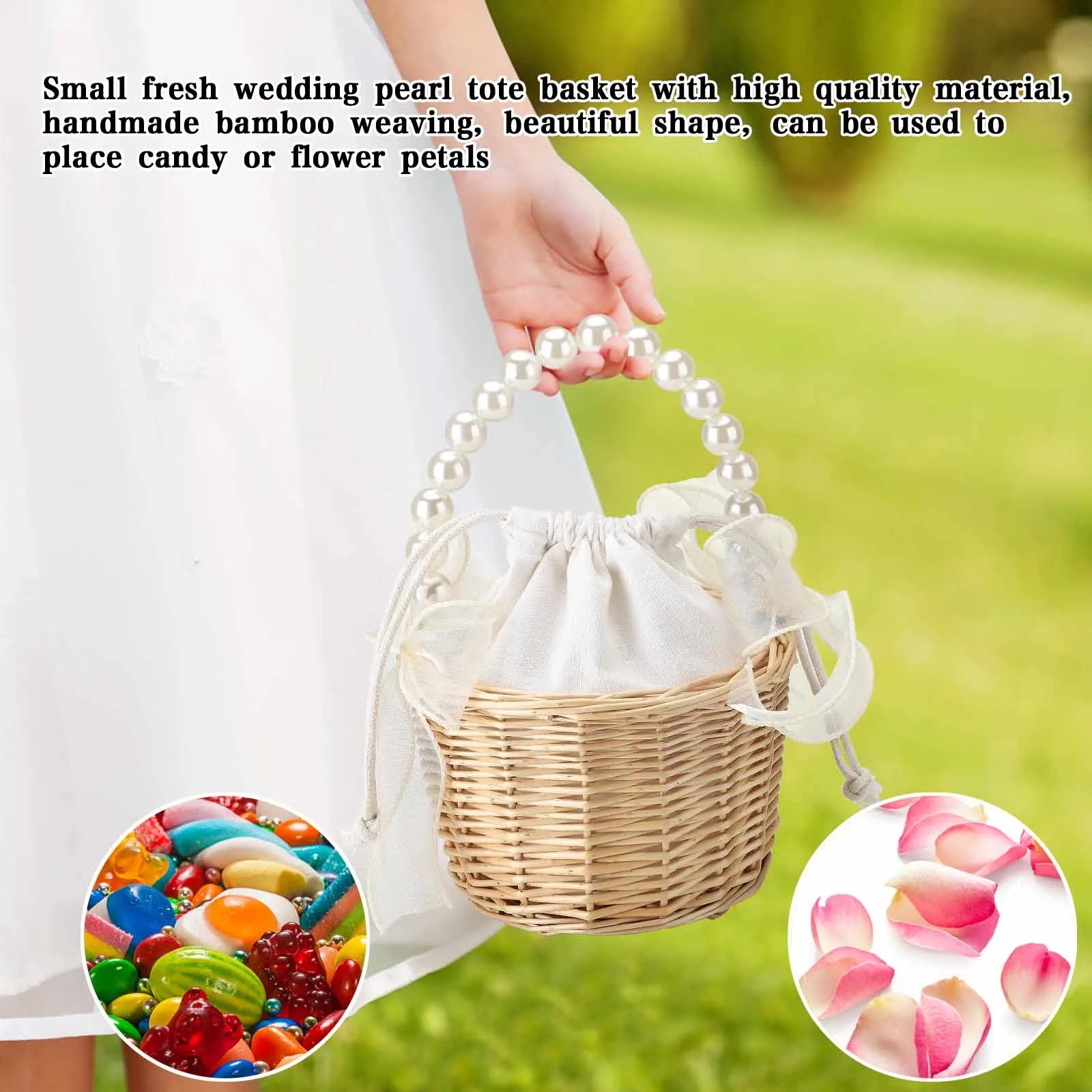 panier à fleurs en rotin pour mariage et décoration festive - vue 4 sur 7