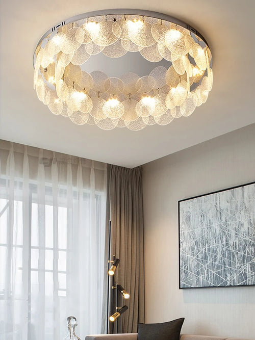 plafonnier rond en verre led luxe moderne - vue 3 sur 10