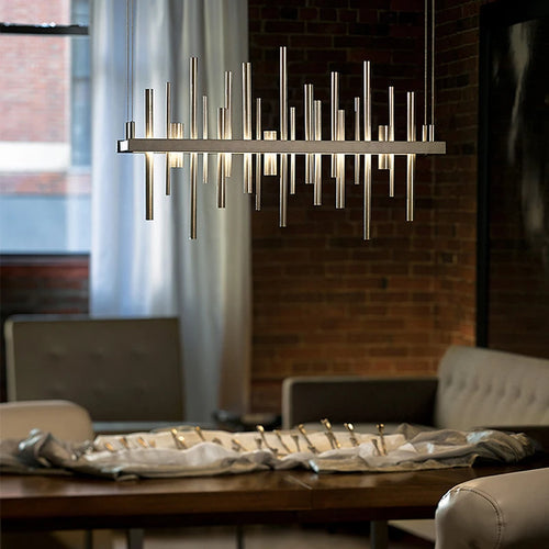 lustre minimaliste en acier inoxydable noir design postmoderne - vue 4 sur 16