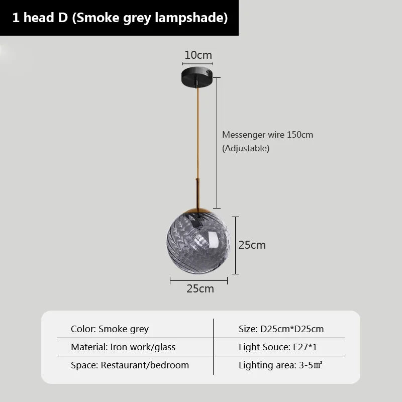 suspension moderne en verre design pour décoration intérieure - vue 8 sur 23