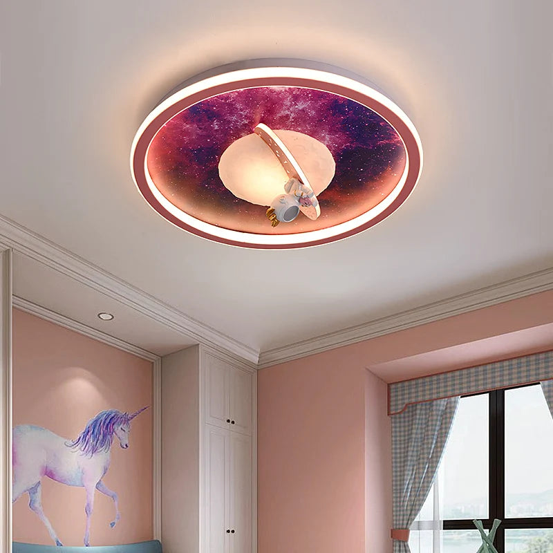 plafonnier led moderne pour chambre d'enfant astronaute décoratif - vue 4 sur 8