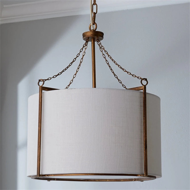 Lustre vintage en tissu ombre style lanterne