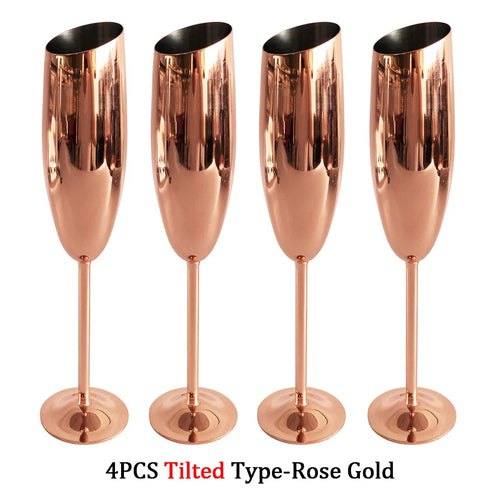 Verre champagne acier inoxydable texturé style élégant fête