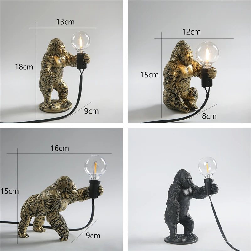 lampe à poser nordique king kong en résine personnalisable animaux - vue 7 sur 15