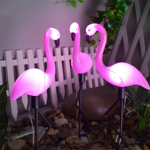 lampes solaires décoratives flamant rose pour extérieur et jardin - vue 2 sur 8