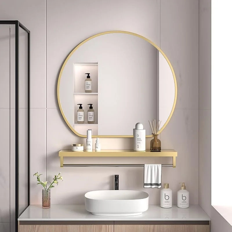 miroir de maquillage avec rangement muraux en métal - vue 2 sur 8