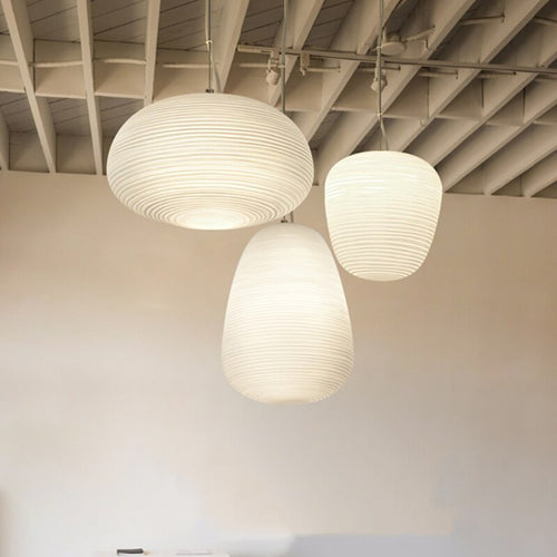 pendant light LED design in milky white Caligari glass