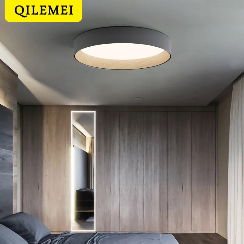 plafonnier led minimaliste aspect grain de bois