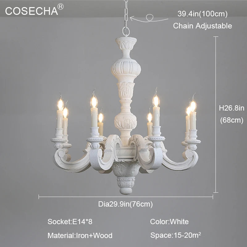 lustre vintage en bois éclairage art déco nordique rétro - vue 11 sur 12