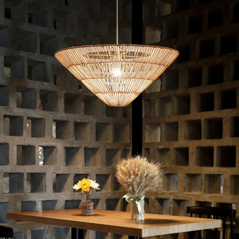 suspension en rotin style nordique fait main design wabi sabi - vue 3 sur 10
