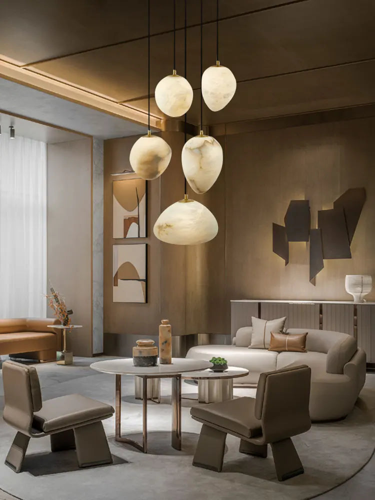 lustre suspendu en marbre géométrique design moderne pour intérieur