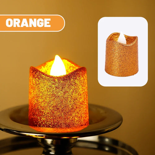 lot de 6 bougies à paillettes led pour déco romantique de fête - vue 12 sur 12