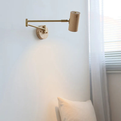 applique murale wabi-sabi à bras long pivotant avec interrupteur