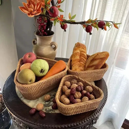 panier de rangement tissé en rotin pour cuisine et pique-nique - vue 3 sur 22