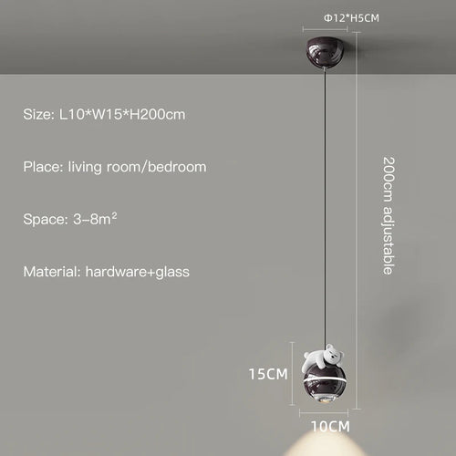 lustre moderne led design astronaute petites suspension - vue 13 sur 18