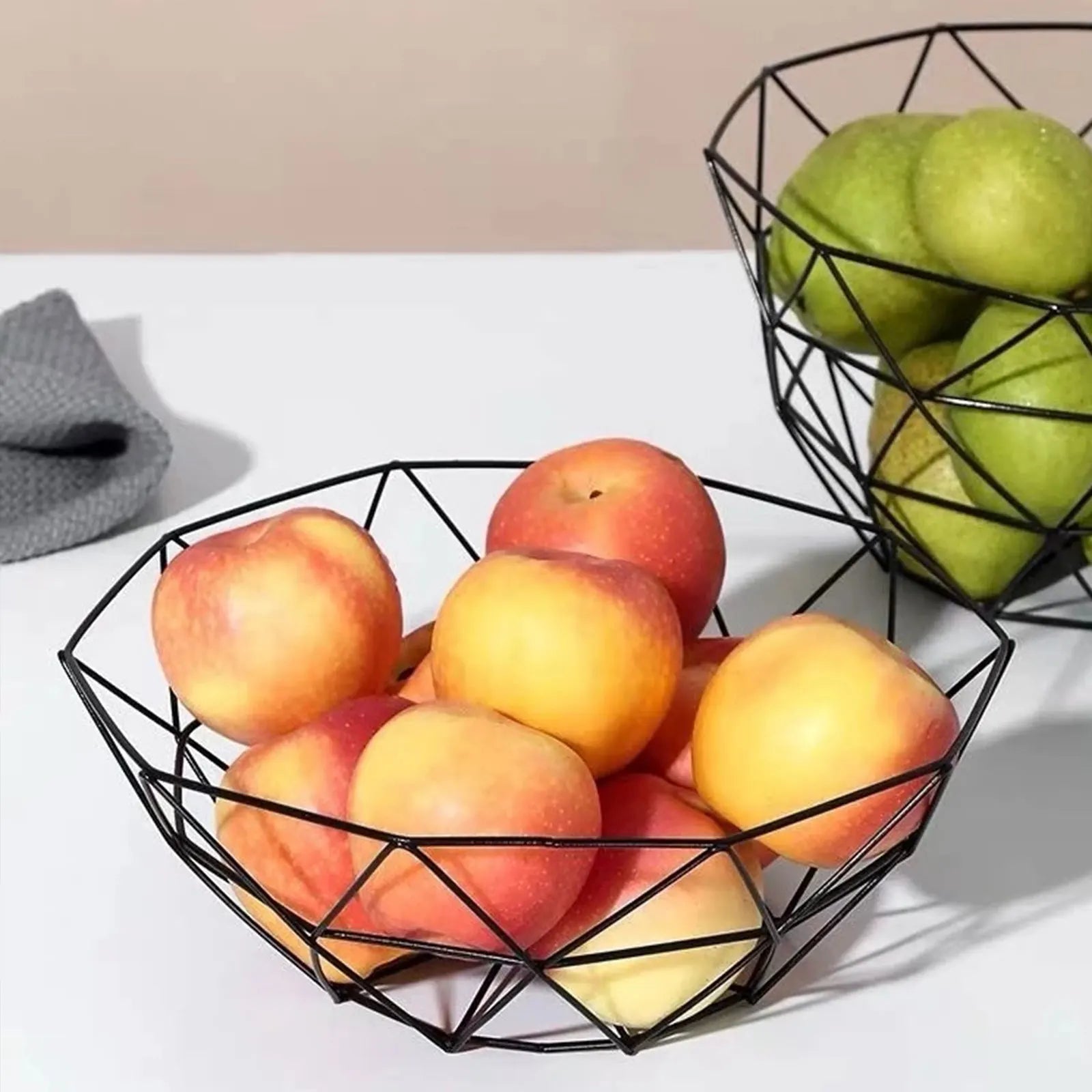 paniers à fruits en métal pour rangement cuisine et desserts - vue 4 sur 14