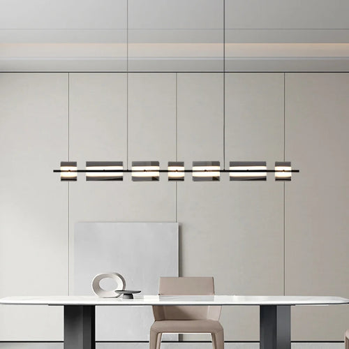 lustre minimaliste italien en cuivre et verre moderne - vue 4 sur 8