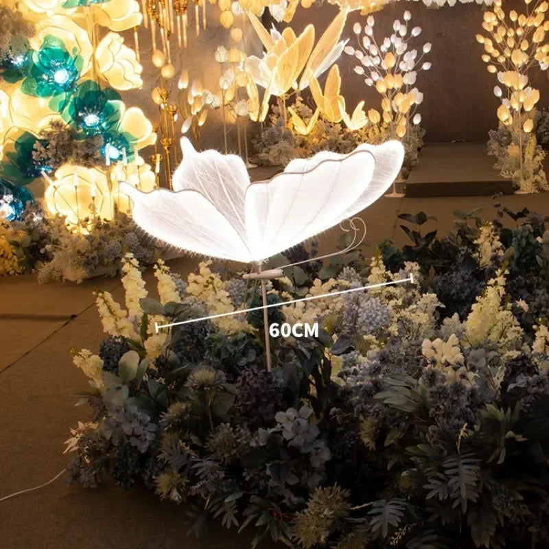 lampadaire à led en forme de papillon pour décorations festives et romantiques