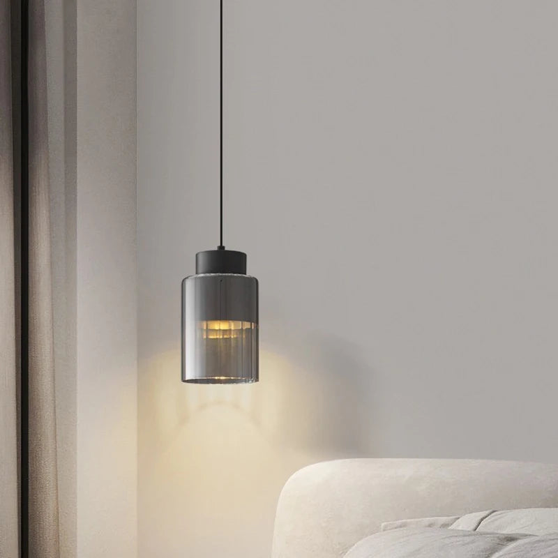 lustre moderne en laiton verre transparent fil réglable - vue 4 sur 8