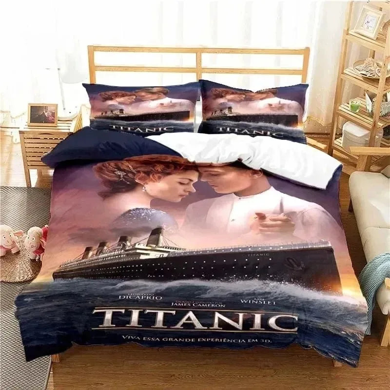 housse de couette 3D titanic motif océan romantique pour enfants