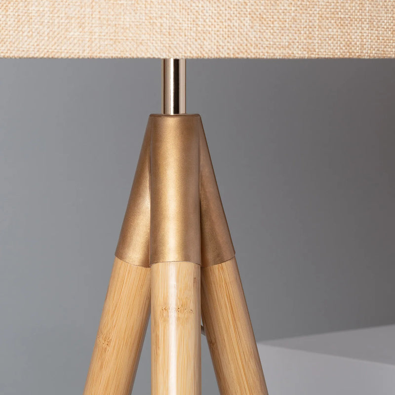 Lampadaire TECHBREY en bois et tissu Wolby