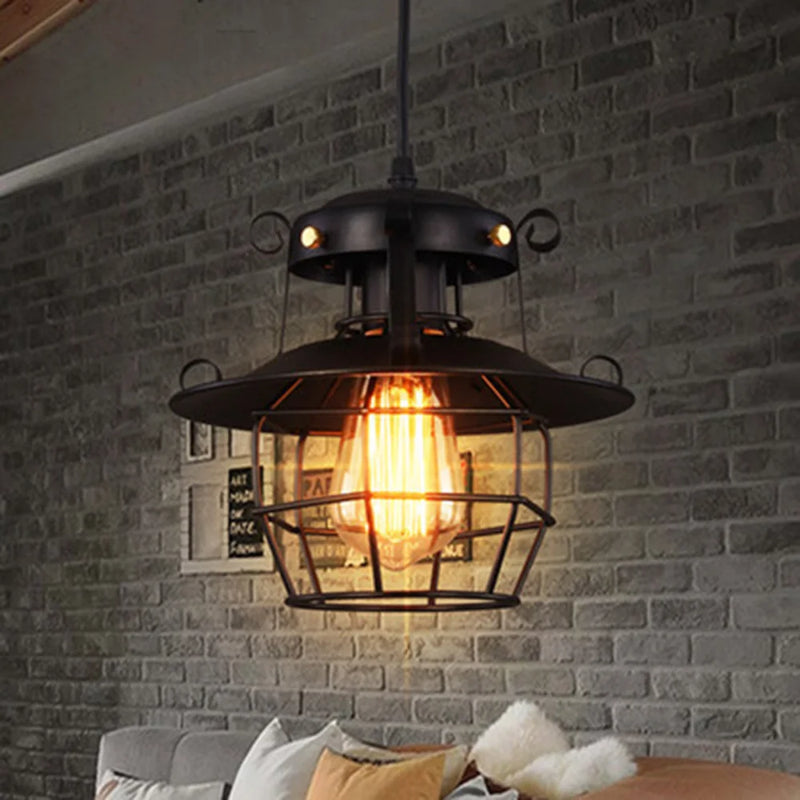 Loft Vintage suspension nordique rétro fer lumières industrielle suspension lampe luminaire pour café Bar décor à la maison abat-jour