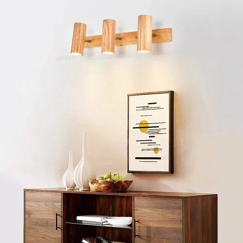 applique murale en bois nordique à led design moderne pour intérieur - vue 3 sur 10