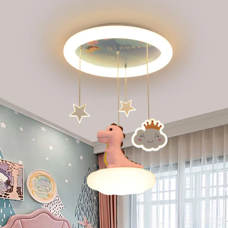 Lustre créatives pour chambre d'enfants rose vert dinosaure fille garçon enfants suspendus - vue 4 sur 9