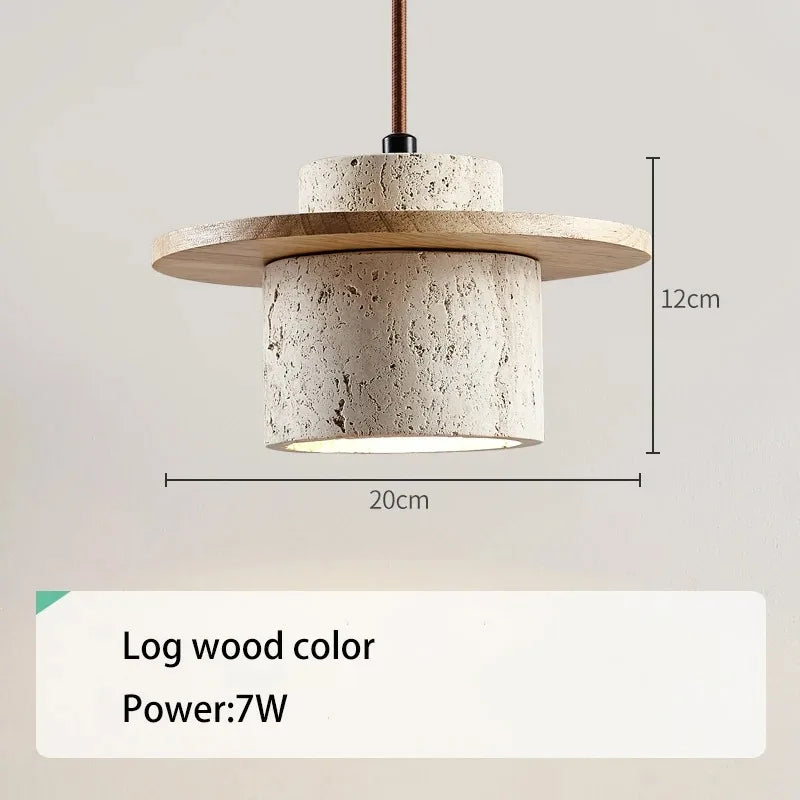 suspension japonaise en bois et pierre pour décoration intérieure - vue 8 sur 8